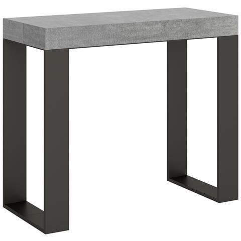 Consolle Allungabile 90x40/196 Cm Tecno Small Telaio Antracite - Cemento - Foto 5