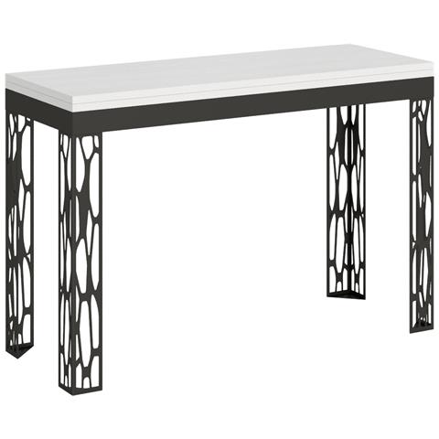 Tavolo Apribile 120/200x45/90 Cm Ghibli Double Telaio Antracite - Bianco Frassino - Foto 4