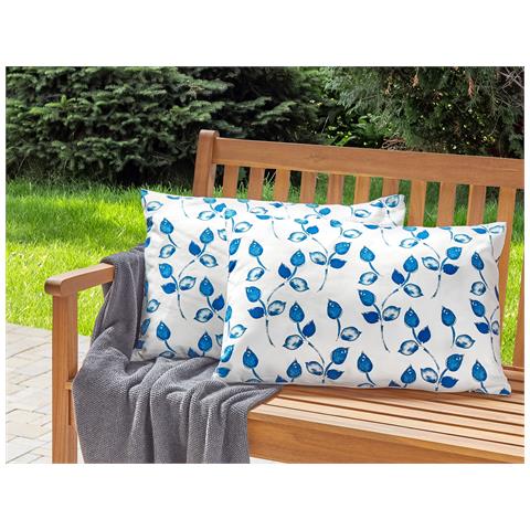 Set Di 2 Cuscini Tessuto Bianco E Blu 40 X 60 Cm Torbora - Foto 1