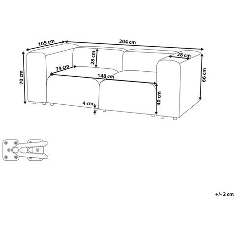 Divano Modulare 2 Posti Falsterbo Velluto A Coste Grigio - Foto 9