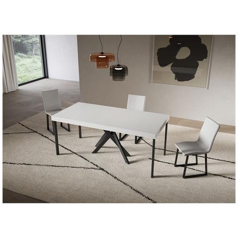 Consolle Allungabile 90x40/300 Cm Saki Premium Bianco Frassino Gambe Antracite - Foto 2