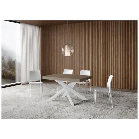 Tavolo Allungabile 90x120/380 Cm Volantis Premium Tortora Telaio Bianco - Foto 5