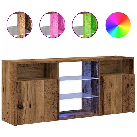 Mobile Porta TV con LED Legno Antico 120x30x50 cm Multistrato - Foto 1