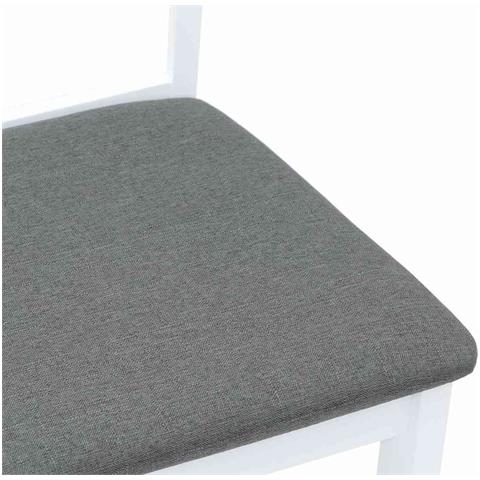 Sedie da Pranzo con Cuscini 2 pz Bianco Legno Massello di Hevea - Foto 2