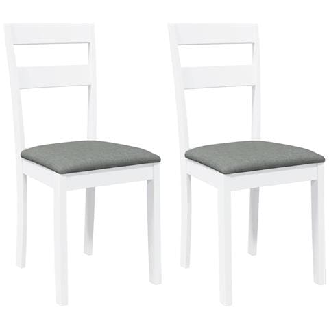 Sedie da Pranzo con Cuscini 2 pz Bianco Legno Massello di Hevea - Foto 1