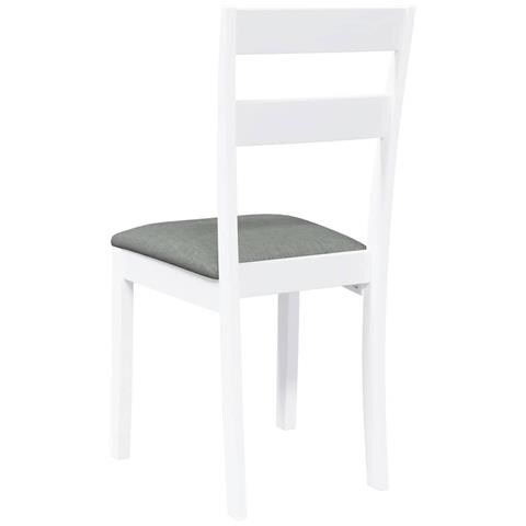 Sedie da Pranzo con Cuscini 2 pz Bianco Legno Massello di Hevea - Foto 10