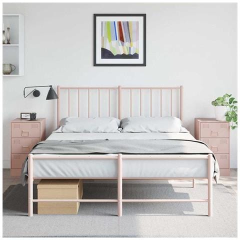 Comodini 2 Pz Rosa 34,5x39x62 Cm In Acciaio - Foto 1