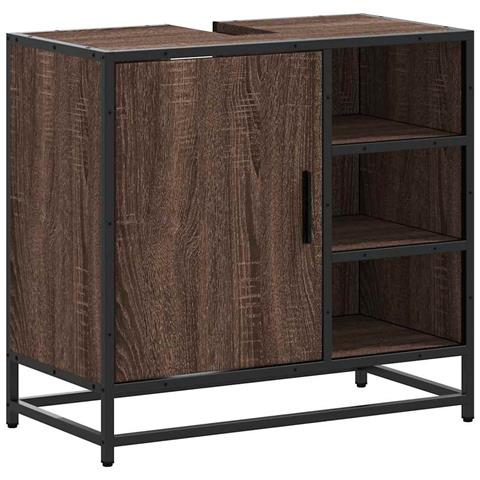 Mobile Lavabo Bagno Rovere Marrone 65x33x60cm Legno Multistrato - Foto 2