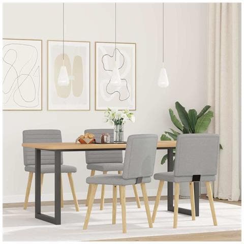 Sedie Da Pranzo 4 Pz Grigio Nuvola In Tessuto - Foto 2