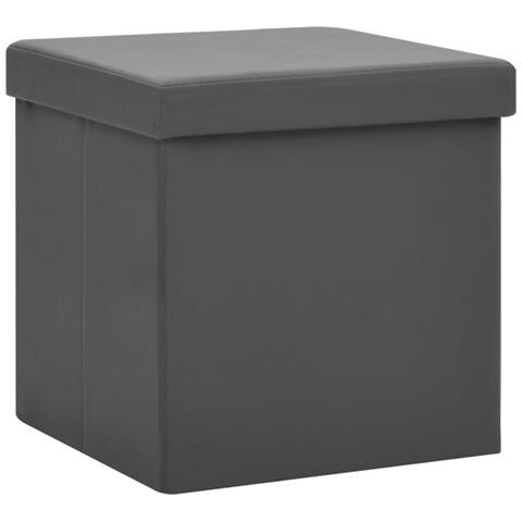 Lusso Casadino -  Sgabelli Con Contenitore Pieghevoli 2 Pz Grigi In Pvc - Foto 2