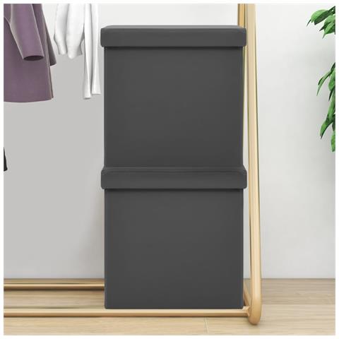 Lusso Casadino -  Sgabelli Con Contenitore Pieghevoli 2 Pz Grigi In Pvc - Foto 8