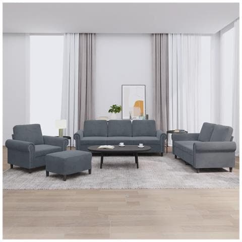 Set di Divani 4 pz con Cuscini Grigio Scuro in Velluto - Foto 2