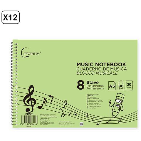 Pack 12 Unita' Quaderno Musicale 4 Pentagrammi A5 Cervantes - Foto 1