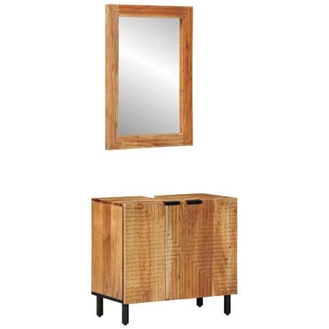 Set di mobili per il bagno con lo scaffale 2 pcs Marrone - Foto 1