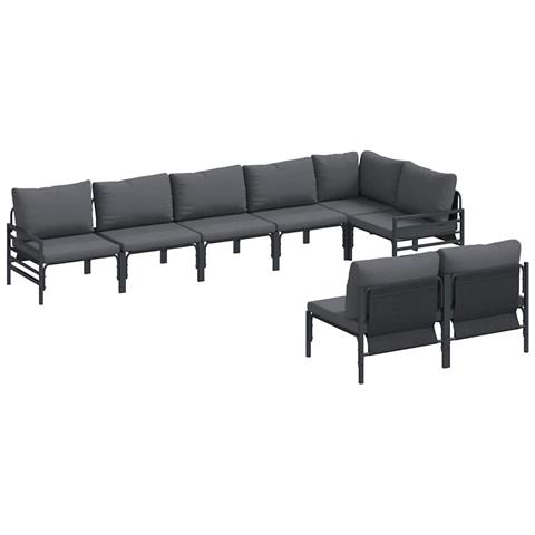 Set Divano da Giardino 8 pcs Antracite Acciaio - Foto 1