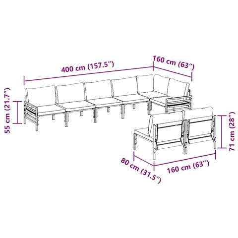 Set Divano da Giardino 8 pcs Antracite Acciaio - Foto 9