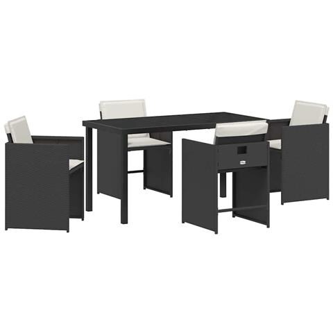 Set da Pranzo per Giardino 5 pcs Nero polyrattan - Foto 1