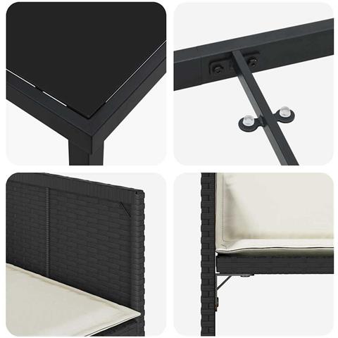 Set da Pranzo per Giardino 5 pcs Nero polyrattan - Foto 9