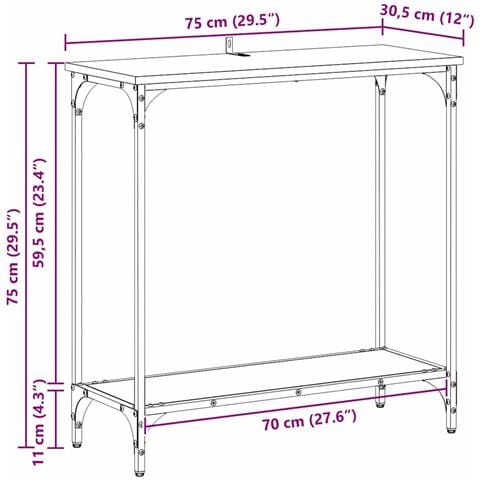 Tavolo consolle rovere artigianale 75 x 30.5 x 75 cm - Foto 9