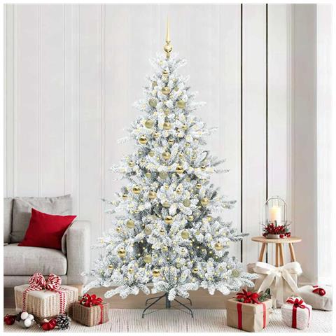 Albero di Natale Artificiale con Rami Pieghevoli Bianco 210 cm - Foto 2
