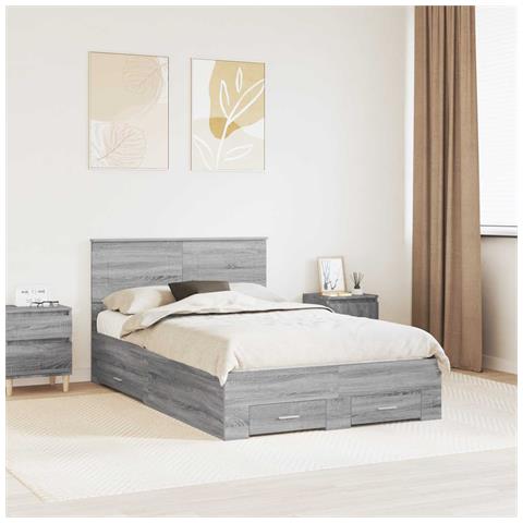 Struttura del letto con testiera Grigio Sonoma 135 x 190 cm - Foto 2