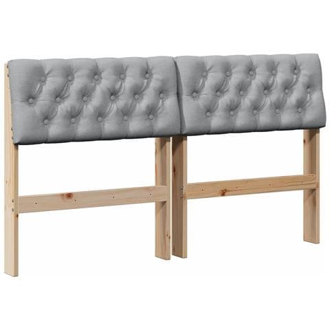 Testiera imbottita Grigio chiaro 150 cm Pino massello - Foto 1