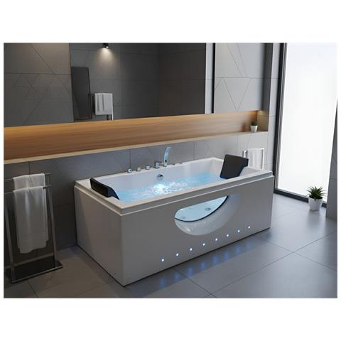 Vasca Idromassaggio Angolare Con Led Hawes 180 X 90 Cm Bianco - Foto 1