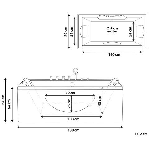 Vasca Idromassaggio Angolare Con Led Hawes 180 X 90 Cm Bianco - Foto 4