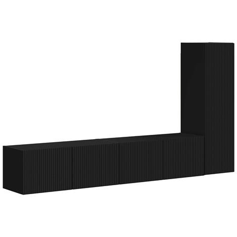 Set mobile TV Montaggio a parete 3 pcs Nero Legno multistrato - Foto 1