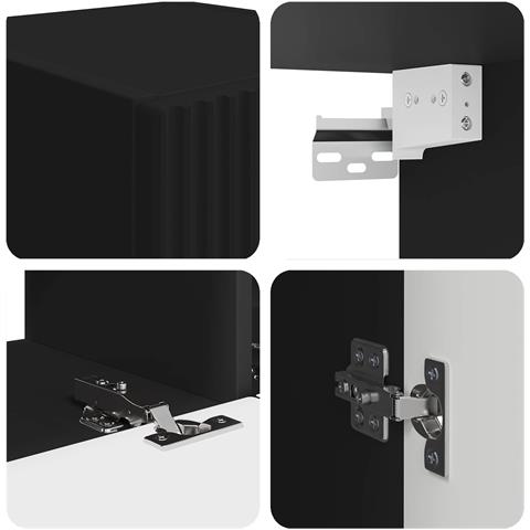 Set mobile TV Montaggio a parete 3 pcs Nero Legno multistrato - Foto 9