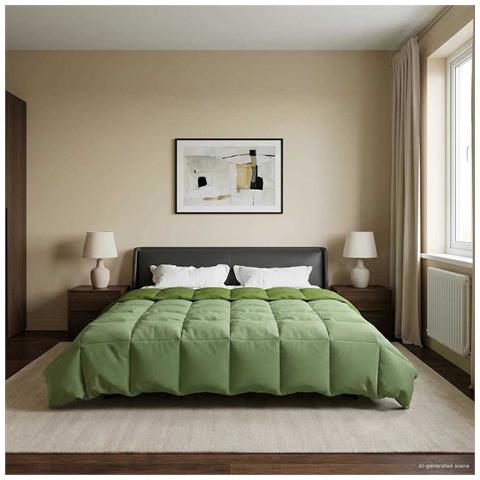 Duvet Invernale Trapuntato Verde 200 x 240 cm Microfibra - Foto 2