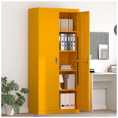 Armadio Giallo senape 90 x 40 x 200 cm Acciaio - Foto 2