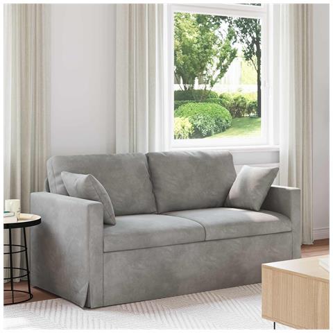 Divano Grigio chiaro 158 x 78 x 80 cm Velluto - Foto 2