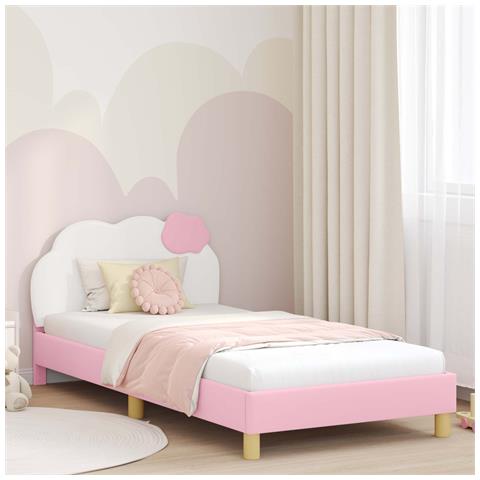 Struttura letto bambini con testata Rosa 90 x 200 cm PU - Foto 2