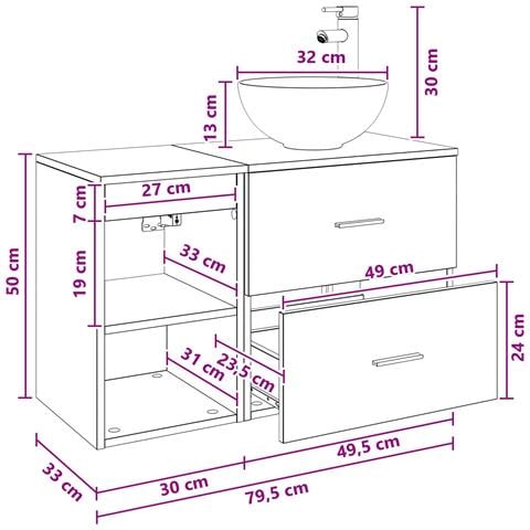 Set di mobili per il bagno 2 pcs Rovere Fumo - Foto 9