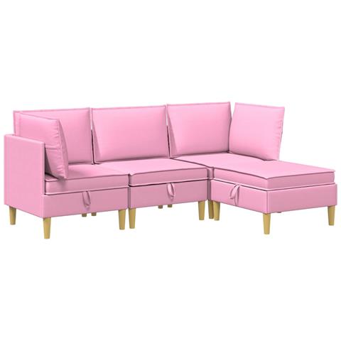 Set di divani modulari con spazio di archiviazione 4 pcs Rosa - Foto 1