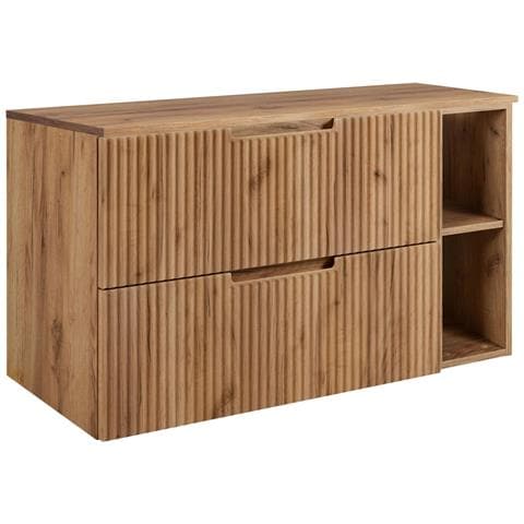Mobile da bagno, Marrone e bianco, 80 cm, 2 cassetti con chiusura ammortizzata, Frontali scanalati - Foto 1