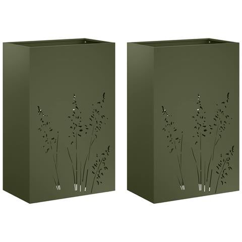 Vaso da giardino 2 pz Verde Oliva 50 x 30 x 75 cm - Foto 1