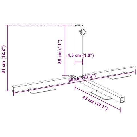 Telaio Base per Parasol a Mezza Nero Acciaio for 32-38 mm Pole - Foto 9