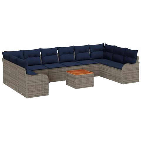 Set Divano da Giardino 11 pz Grigio polyrattan - Foto 1