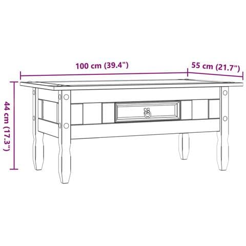 Tavolino da Caffé Legno Pino Messicano Corona Range 100x55x44cm - Foto 8