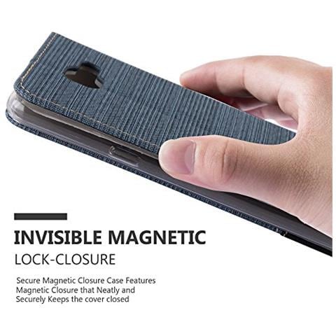 Custodia Compatibile Con Samsung Galaxy A9 2016 In Blu Scuro Nero - Coperchio Protettiva Con Chiusura Magnetica, Funzione Stand E Tasca Per Le Carte - Foto 2