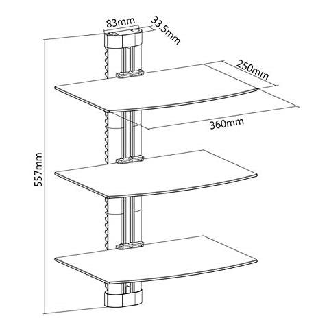 Maclean Mc-664 Dvd Supporto Da Parete Mensola Tripla In Vetro Scaffale Perché Muro Console Ps3 Ps4 Xbox - Foto 2