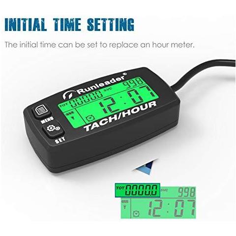 Induttivo Tachimetro Gauge Alert Rpm Motore Tester Di Ora Manutenzione Barche Promemoria Retroilluminato Digital Ripristinabile Tachi Contaore Per Il Motociclo Marine Glider Atv Snow Blower Lawn Mower - Foto 4