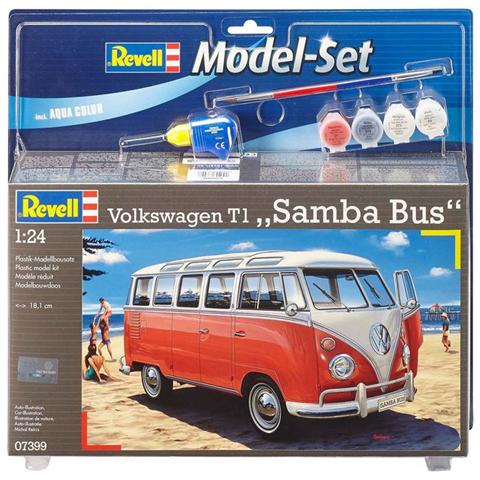 Model Set Volkswagen T1 Samba Bus, 1:24, Assembly kit, Volkswagen T1 Samba Bus, Van, Beige, Rosso, Inghilterra, Francia, Germania, Paesi Bassi, USA - Foto 1