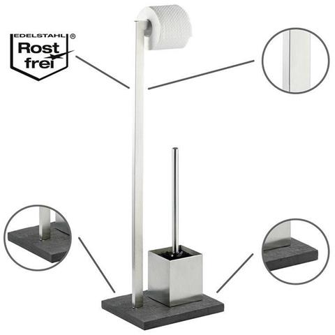 Porta Carta Igienica E Scopino Per Wc, Slate Rock - 2 In 1, - Foto 6