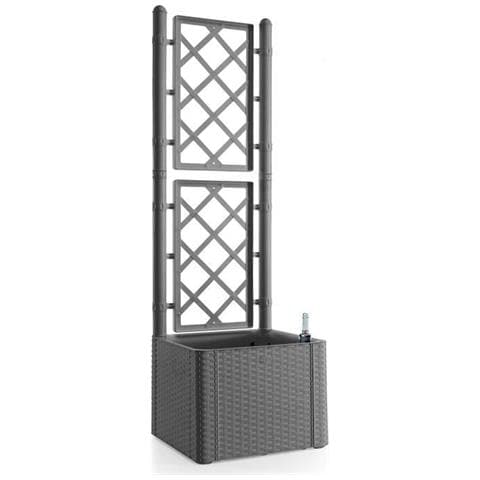 Fioriera Deluxe Quadrata Con Rete Grigio Pietra 43x43xh142cm - Foto 2