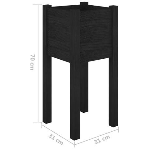 Fioriere Da Giardino 2 Pz Nere 31x31x70 Cm In Legno Di Pino - Foto 8