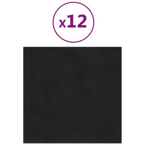 Pannelli Murali 12 Pz Neri 30x30 Cm Velluto 1,08 M - Foto 1