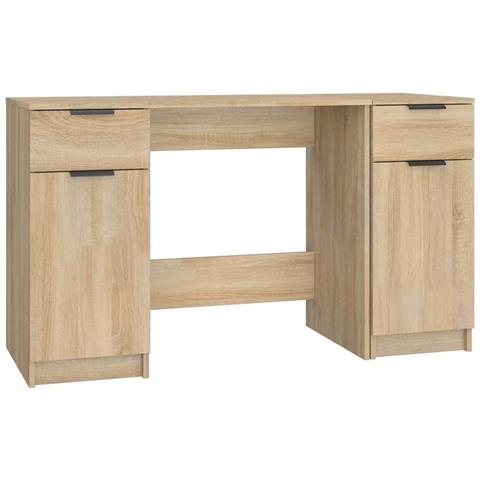 Scrivania Con Mobile Laterale Rovere Sonoma Legno Multistrato - Foto 1